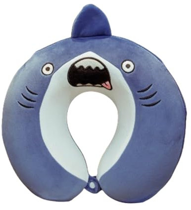 champracer Nackenkissen, Cartoon Tier Reisekissen Memory Foam Nackenkissen Nackenstütze, Niedlich Kinder Nackenkissen Erwachsene U-Geformte Nackenstützkissen für Reisen (Hai,30x30 cm)
