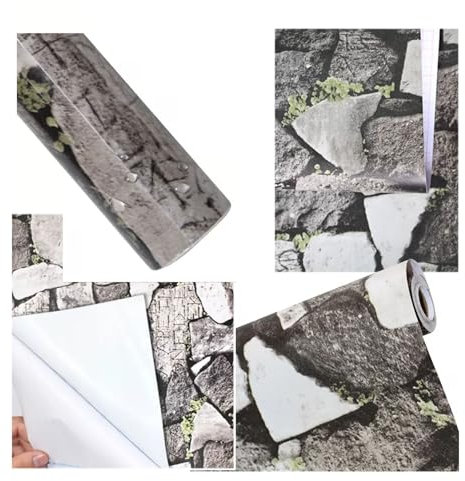 Papier Peint en Pierre de Brique Effet 3D, 0,45 M X 10 M, Papier Peint Texturé Vintage pour Chambre à Coucher, Couloir Et Escaliers pour Adultes, Mur Rétro