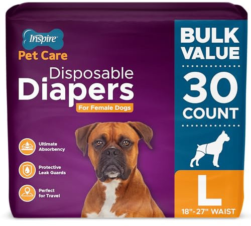 Inspire Pet Care Hundewindeln für Hündinnen, bei Inkontinenz, Unfällen, bei Hitze, Urinieren oder Periode und Hauseinbruch, Größe L, 30 Stück