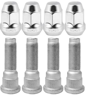 Mysttoo 8-teiliges 1/2-20 Chrom-Radmutter-Set 68003287AA kompatibel mit Jeep Wrangler JK Hinterrädern 2007–2018 und Grand Cherokee Commander 611–122 610–448