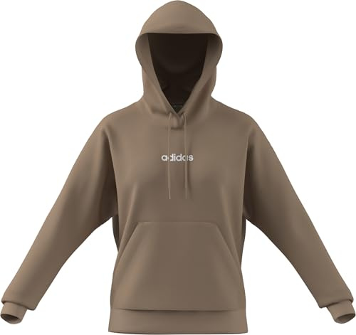adidas Femme Essentials Linear Fleece Hoodie, Warm Sandstone/White, M