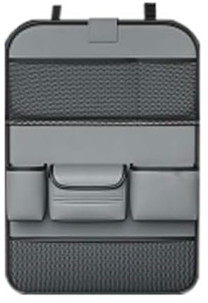 YHQKJ Auto Rücksitz Organizer für VW Passat Sedan B8 B7 B6 B5 B4/ CC Coupé, Rückenlehnenschutz Kick-Matten Wasserdicht Autositz Aufbewahrungstasche PU Leder Zubehör,D/Grey