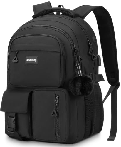 kadilong Schultasche Frauen Schulranzen Schulrucksack Mädchen Teenager Rucksack Laptop Damen Lehrertasche mit USB Ladeanschluss und Laptopfach für Uni Arbeit Business Reisen Studenten