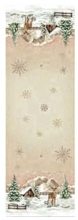 Tischdecke für Weihnachten aus Gobeline, Jacquard-Verarbeitung – Weihnachten – ideal als Geschenk und Tischdekoration mit Weihnachtsmotiven – Made in Italy (40 x 100 DEER)