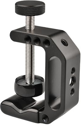 Aluminum C Clamp 1/4-20 and 3/8-16 Screw Hole Battery Pack Holder Clip Desktop Camera Mount Stand