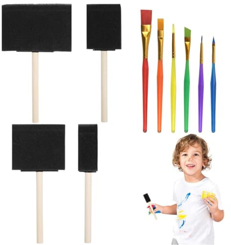 10 Pcs Brosse Éponge De Nettoyage Set, Pinceaux en Mousse pour l'application de Teintes, peintures, Vernis et huiles sur Le Bois. Paquet composé de 4 pinceaux de Tailles variées