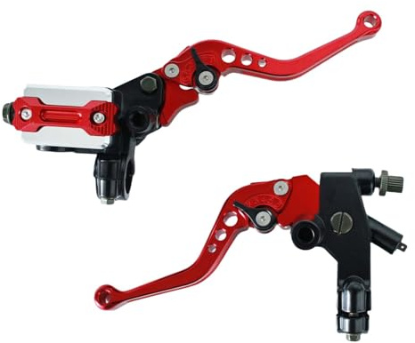 TRKIMAL Motorcycle Brake and Clutch Lever 7/8(22mm) Master Cylinder Reservoir Levers Universal Handlebar Brake (Red)