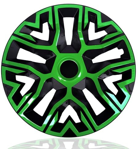 NRM The Best Bicolor Green/Black Radkappen 15 Zoll für Stahlfelgen | 15“ Radzierblenden 4er Set Grün/Schwarz