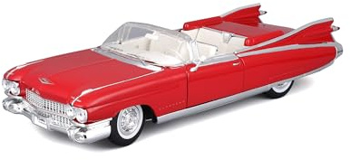 MAISTO Cadillac Eldorado Biarritz, Cabrio`59, rot-weiß, Premier Edition - Modellauto 1:18, Originalgetreues Sammlerauto Spielzeugauto mit beweglichen Türen & Haube, ab 3 Jahren (536813R)