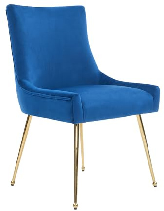Viviana Velvet Dining Chair – Modern Black Upholstered Accent Chair with Gold Legs, Ring Handle, Armless Design & High-Density Foam for Elegant Home Interiors Dining Room Living Room Restaurants