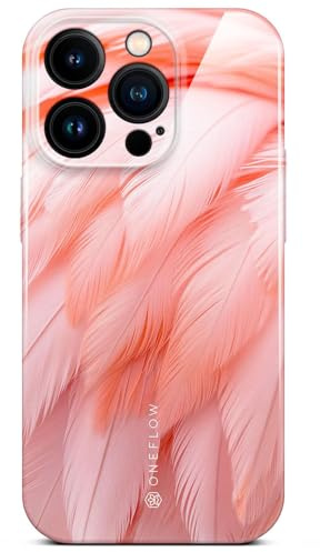 ONEFLOW Wild Cover für iPhone 14 Pro Hülle mit Animal Print, Designer Case Handy Schutzhülle mit Kameraschutz, Tiere Muster Hardcase dünne Handyhülle, Smooth Flamingo Rosa