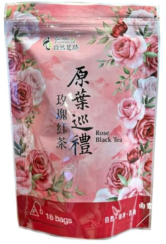 Green Footprint Oolong Tea |18 Tea Bags | Product of Taiwan | Refreshing, Promote Digestion, Freshness of White Peach and Aromatic Taste of Oolong Tea (Rose Black Tea)