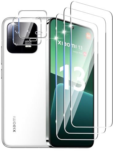 DXULWLM 3+2 Piezas Cristal Templado para Xiaomi 13 5G,con protector de Lente de cámara,HD transparente,Dureza 9H,Sin Burbujas,Anti-Arañazo Protector de Pantalla