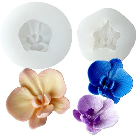 Xidmold 2-Stück Orchideen Silikonformen Set - Blumenblüten Silikonform & Spiralformen für Harzguss, Kerzen, Seife, Schokolade, Kuchendekoration & Heimdekoration