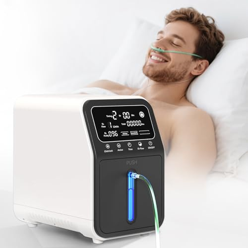 Sauerstoffgerät für Zuhause, Sauerstoff 35% ~ 96% Reinheit 1-9L/min Durchfluss, 24H kontinuierliche Sauerstoffversorgung, mit Vernebelung, Remote Sauerstoffkonzentrator, Zuhause und Reisen