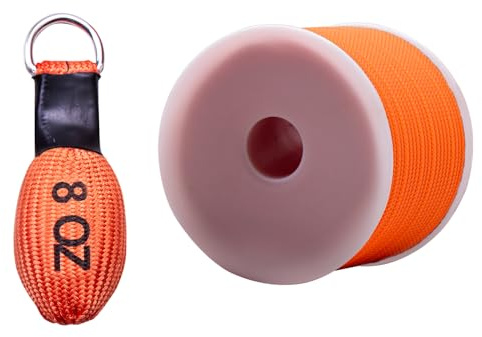 Throw Weight bag Safety Rope, D-Ring Stainless Steel, Throwing Bag for Outdoor Sports Arborist Tree Rock Climbing Spelunking, Rugged Tree Climbing Gear 8OZ