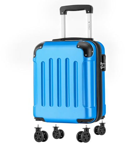 YONSLY Kabinenkoffer mit abnehmbaren Rädern, S Koffer Suitcase Blau, Trolley Reisekoffer, Rollkoffer Handgepäck mit 4 Rollen 360°, Hartschalenreisekoffer, Zahlenschloss, Gummigriff