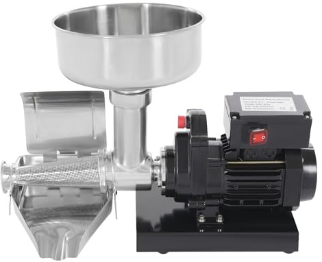 Elektrische Tomatenpresse, 450W Edelstahl Tomatenpresse Passiergerät mit Große Trichter, Slow Juicer für Ketchup, Blaubeersauce und Andere Saucen