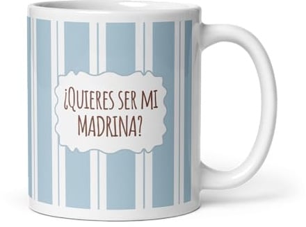 Mugy Taza Madrina | Quieres Ser Mi Madrina | Regalo Baby Shower | Regalo Madrina Bautizo | Apta Microondas y Lavavajillas | Taza Ceramica 350 ml