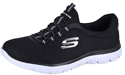 Skechers Summits, Zapatillas Mujer, Black Mesh White Trim, 39.5 EU