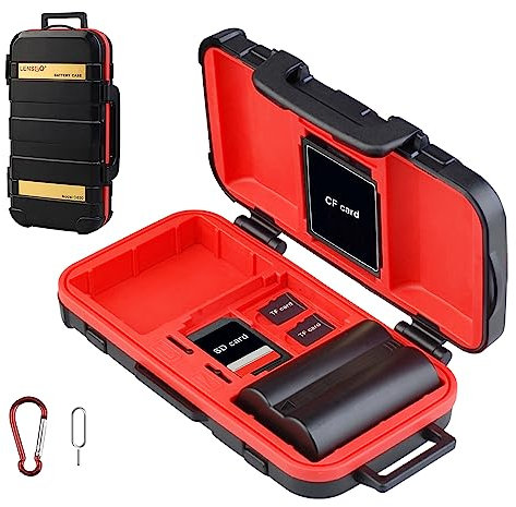 LENSGO Camera Battery Memory Card Case, Memory Card Hard Protector Case Professional Water-Resistant Anti-Shock Camera Battery Card Storage Box for 2 Camera Batteries 4 SD Cards 2 CF Cards 8 TF Cards