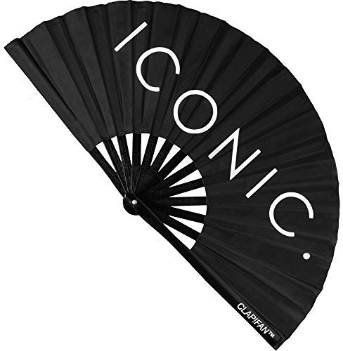 ClapFan Rave Fan, Großer Bambus Laut Clack Faltbarer Handfächer für EDM, Musikfestival, Club, Event, Party, Tanz, Performance, Ikonisch, für Männer/Frauen, 33 cm (Schwarz)
