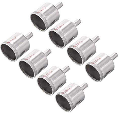 sourcing map 32mm Diamond Drill Bits Hole Saws for Glass Tile Porcelain Marble Ceramic Bottles Pots Brick Pack of 8