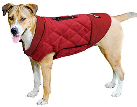 TFENG Reflective Hunde Dog Jacket Wendehundemantel Warm Gepolsterte Puffer Hundeweste Puppy Jacket (Rot, M)
