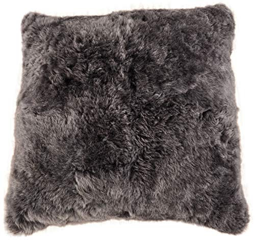 generisch Lammfell Bodenkissen Pouf 80 x 80 cm dunkelgrau XXL Lammfell Sitzkissen aus echtem Island Lammfell von KUHFELLE online