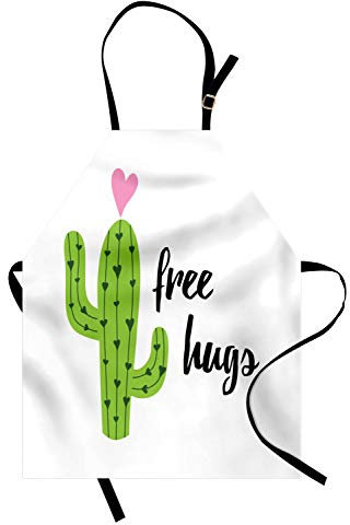 ABAKUHAUS Umarmung Kochschürze, Kaktus mit Umarmung Wörter, Maschienenwaschbar kein Verblassen, Lime Green Baby Pink