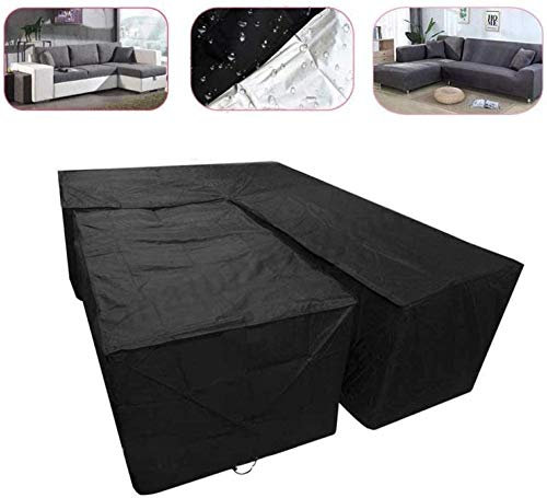 L-Form Gartensofa Esszimmer Patio Set umfasst große rechte Seite lang wasserdicht Sonnenschutz Staubschutzhülle mit kostenlosem Aufbewahrungsbeutel Eckmöbel Sofa Tischschutzabdeckung für Gartenha