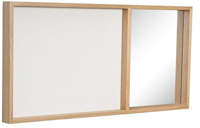 Hubsch Pinnwand mit Spiegel, Leinwand/Glas/Eiche, FSC, beige/Natur