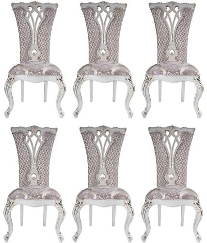 Casa Padrino Luxus Barock Esszimmer Stuhl Set Lila/Beige/Weiß/Gold 57 x 65 x H. 113 cm - Küchen Stühle 6er Set - Prunkvolle Barock Esszimmer Möbel