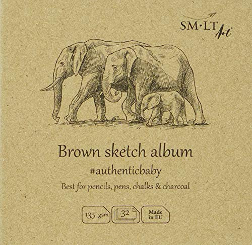 SMLT FB-32(135)/NTB/9 Authentic-baby klein quadratisch Skizzenblock, Kraft braun Papier, 135 gsm, 32 Blatt