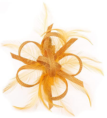 McBURN Clip Fascinator Haarschmuck Kopfschmuck Anlasshut Damen - Made in Italy Sommer Frühling-Sommer - One Size senf
