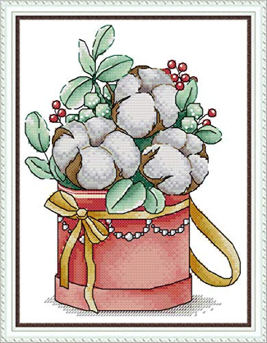 OWN4B - Kit per punto croce, motivo: bouquet invernale, 11 ct, 24,9 x 35,1 cm, kit da ricamo fai da te (ouquet)