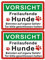 Andchi 2 Stück Achtung Hunde Schild, Freilaufender Hund Schild Metall, ''VORSICHT Freilaufende Hunde Betreten auf eigene Gefahr Tor bitte geschlossen halten'', 30 x 20 cm Aluminium-Metallschild