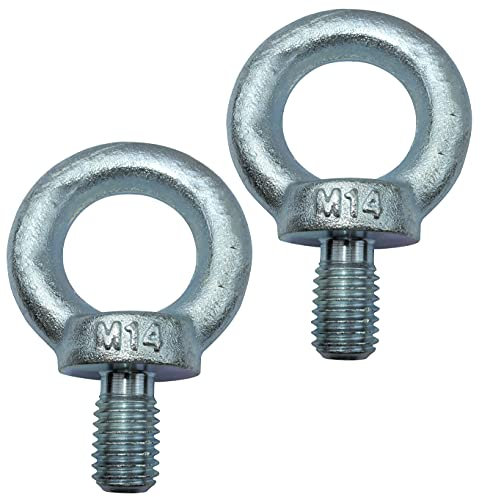 AERZETIX - C49757 - Satz von 2 - Ringschrauben - M14 - Ring Kranösen - verzinkter Stahl - Metrisches Gewinde - DIN 580-490kg - Farbe Silber