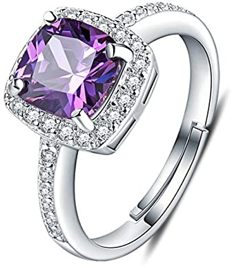 HCMA Nuovi anelli di nozze alla moda creati con anello di ametista per le donne Gioielli in argento 925 di moda con regalo per feste di pietre preziose