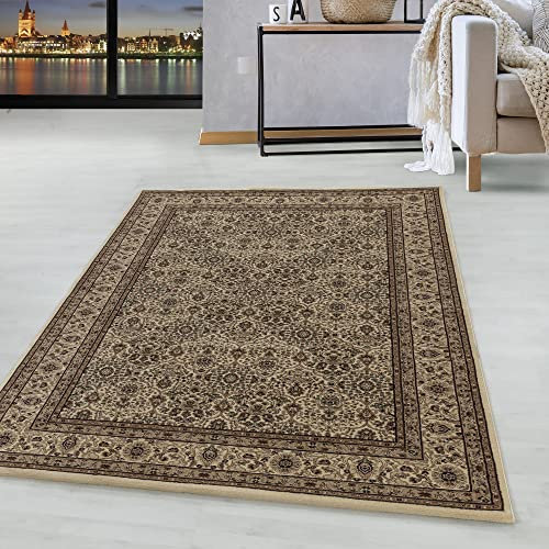 HomebyHome Vintage Teppich 240 x 340 cm Orientalischer Teppich Kurzflor - Orient Teppich Beige für Wohnzimmer, Esszimmer, Flur und Schlafzimmer - Teppich Groß mit Oeko-TEX - Carpet Living Room