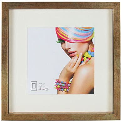 IDEAL TREND 3D Objektrahmen Holz Bilderrahmen quadratisch Wanddeko Collage Poster Fot Rahmen: Farbe: Gold-Antik | Format: 23x23