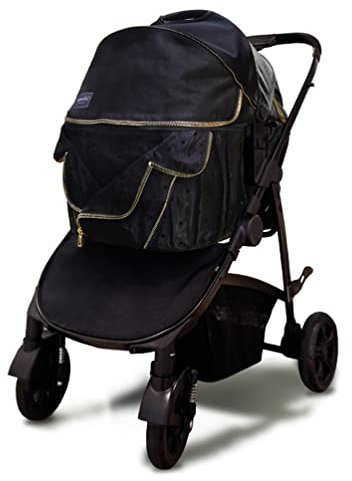Hundewagen Hundebuggy Schwarzer Luxus-Kinderwagen – Faltbarer Katzen- Und Hunde-Reisewagen, Haustier-Jogging-Kinderwagen – Mit Aufbewahrungskorb