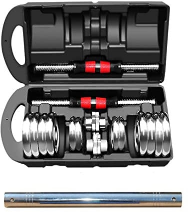 LTLCLZ Chrom Hantel Set Mit Verlängerungsstange Verstellbare Hanteln Heim Fitness Set Zum Gewichtheben,Set 15kg