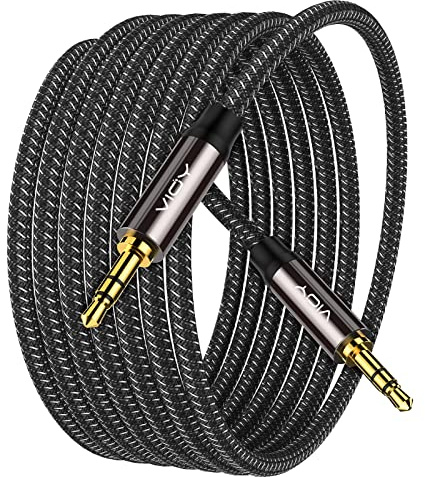 VIOY Aux Cord 6M, 3.5mm Male to Male Braided Auxiliary Audio Cable | Long Aux cord, 3.5mm TRS Jack, Hi-Fi lossless sound, Copper Shell, fits Headphone, Smartphone, Car Stereo, Speaker, Echo