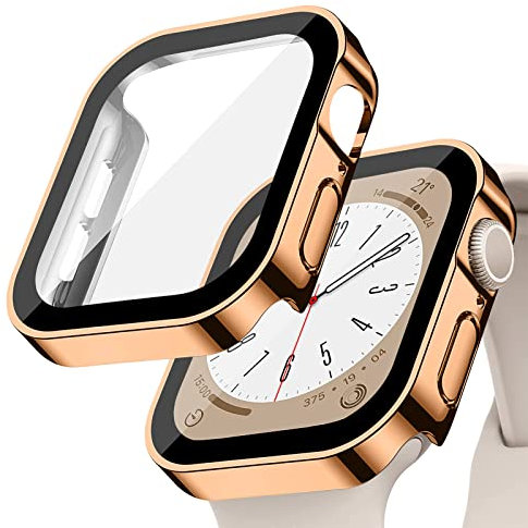 Funda Protectora Impermeable para Apple Watch 42mm 46mm 40mm 44mm 41mm 45mm,Protector de Pantalla de Vidrio Templado Integrado,Case PC Rígida HD para iWatch Serie 10 9 8 7 6 5 4 SE(NO PARA LA SERIE 3)