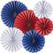 Happium 6 Pcs Paper Fan Union Jack Colour Decorations, Blue, Red, White Paper Fans Set, for UK Flag Decor