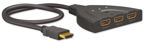 goobay 58487 HDMI Switch 3 in 1 Out / 4K bei 30Hz (2160p) HDMI Verteiler/HDMI 1.4 Switch für PS4, PS5, Laptops oder Monitore, Schwarz