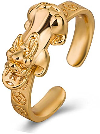 LUTAKU Feng Shui Pixiu Mantra-Ring, buddhistisches Glücksamulett, Mantra, doppelter Schutz, Reichtum, Liebe, Gesundheit, Geschenk für Männer und Frauen, Metall