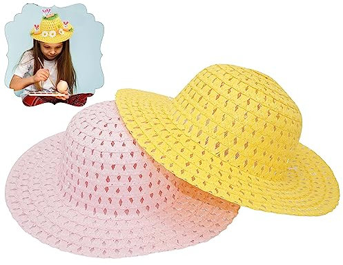 Easter Bonnet Hat for Straw Hat Men Women, Multifunctional Sun Pink, Yellow Straw Hat Cosplay Sun Hat Cartoon Character for Children Adults Size-30cm