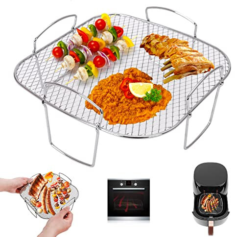 Griglia per Friggitrice ad Aria, Multistrato Accessori per Friggitrice ad aria in Acciaio Inox Cestello Griglia per Disidratatore Cestello da Forno Strumenti da per cucina Compatibile microonde